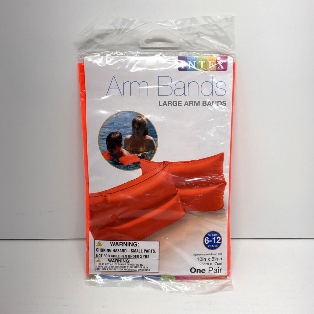 Intex Swim Floaties Orange Large Arm Bands 2016 Ages 6-12 One Pair - New Sealed
